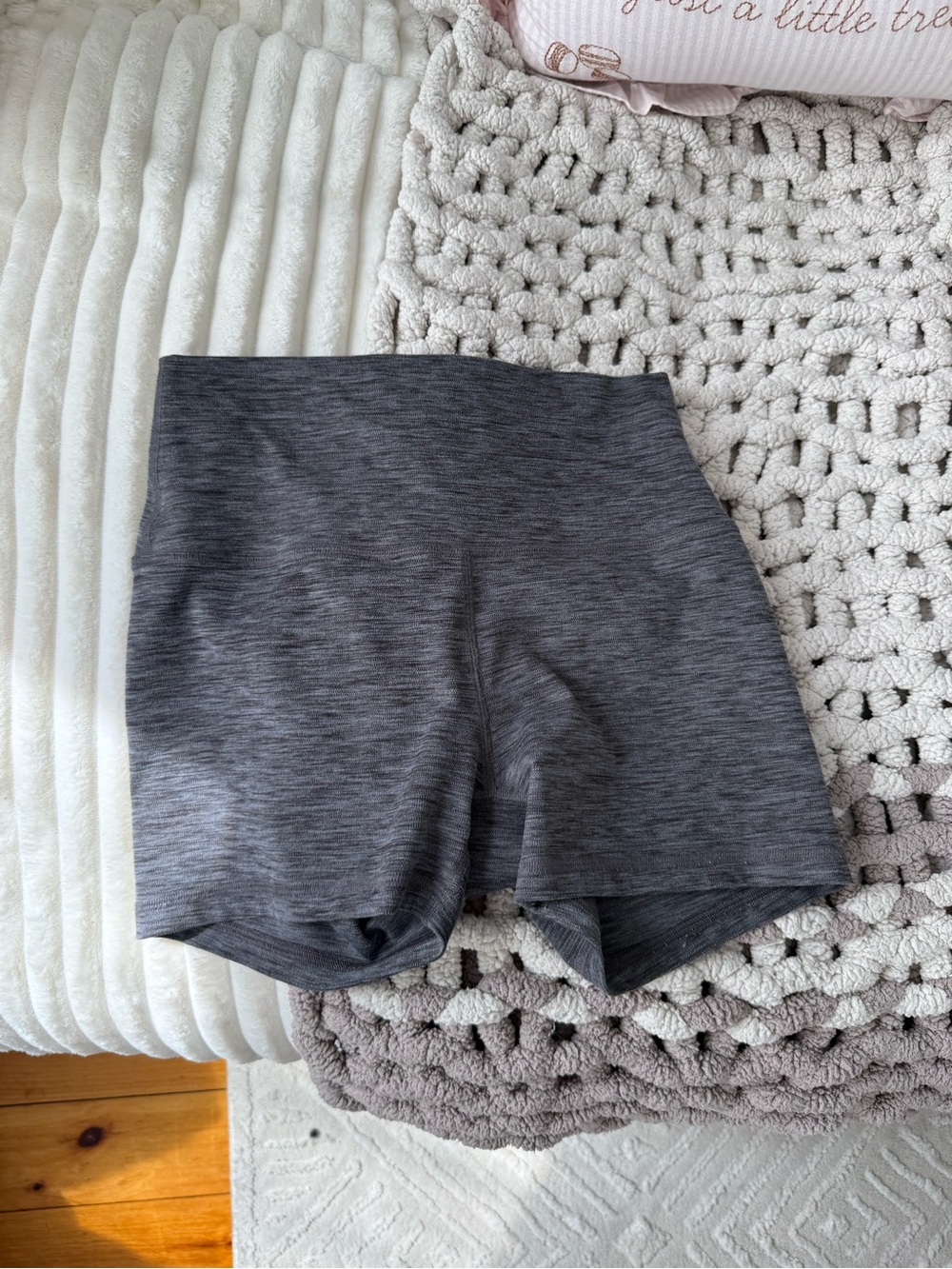Gilly Hicks Heather Charcoal High-Rise Bike Shorts